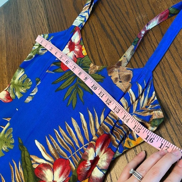 Serendipity Maui 100% Natural Rayon Tropical Maxi Dress Side Slits Luau Size M - Picture 10 of 12